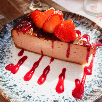 Tarta de queso con fresas